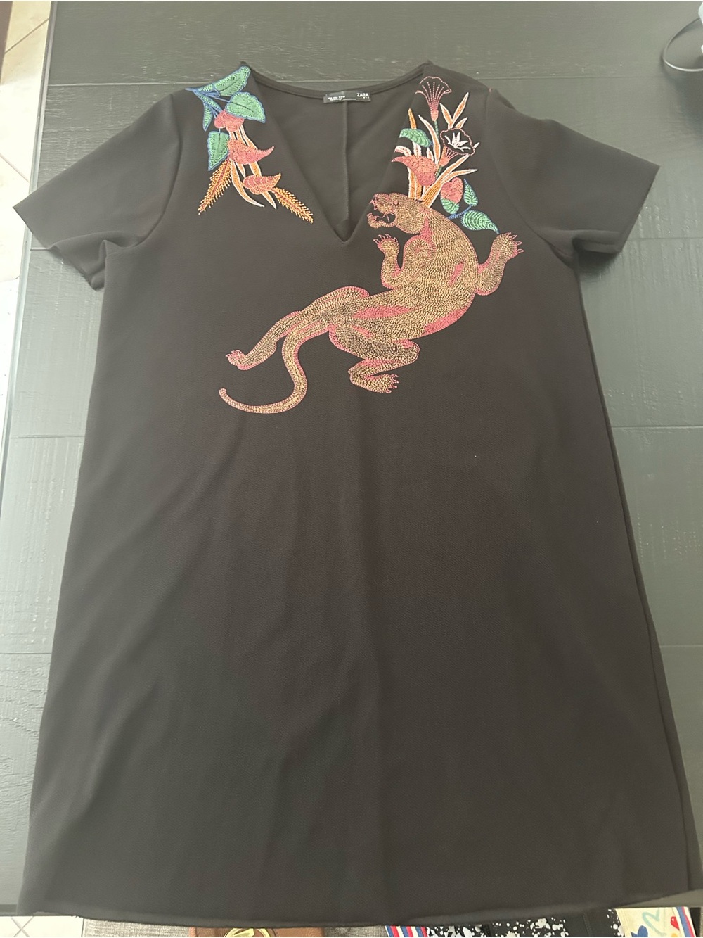 Zara Black dress  with Multicolor Embroidery - Picture 3 of 7